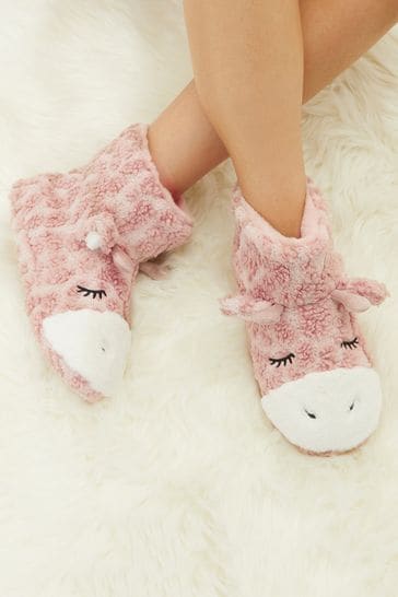 Lipsy Pink Animal Bootie Super Soft Memory Foam  Slipper