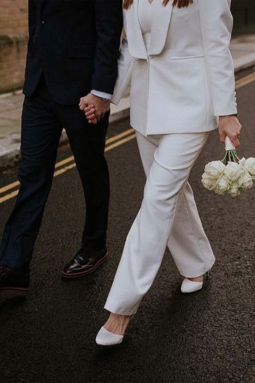 Buy Rainbow Club Ivory Bridal Carly Satin Ankle Strap Wedding Shoes from Next Luxembourg