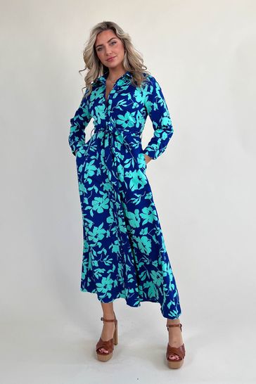 Blue green store long dress