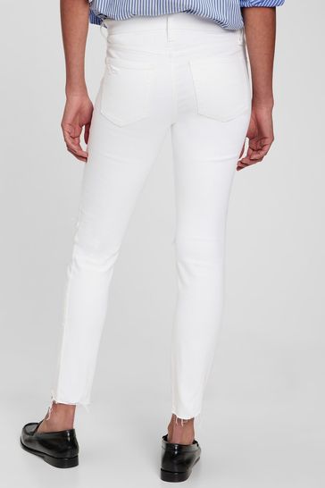 Buy Gap White Mid Rise True Skinny Jeans with Washwell from Next