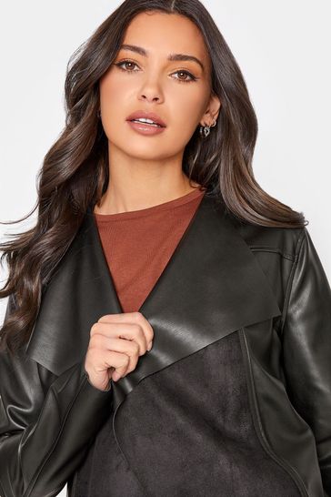 Womens faux cheap leather waterfall jacket