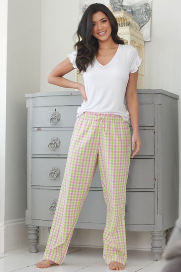 Buy Pour Moi Pink Cotton Woven Gingham Paperbag Trouser from Next