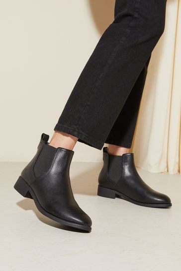 Buy Friends Like These Black Wide Fit Flat Ankle Chelsea Boot from