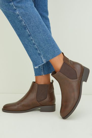 Friends Like These Chocolate Brown Regular Fit Flat Ankle Chelsea Boot