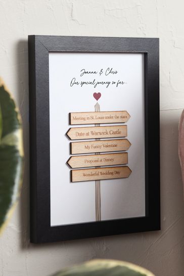 Personalised Couple's Wooden A5 Signpost Print by No Ordinary Gift