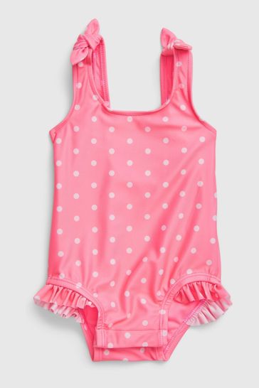 Gap Pink Recycled Polka Dot Swim One-Piece - Baby