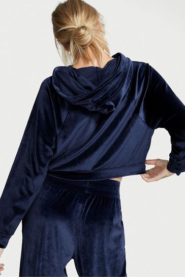 Blue velour hoodie hotsell