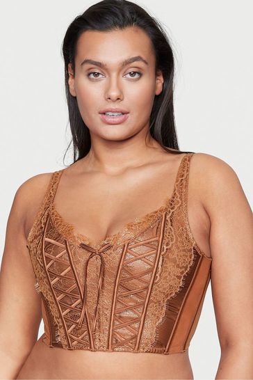 Buy Victoria's Secret Caramel Kiss Brown Unlined Lace Up Corset Bra Top  from Next Latvia