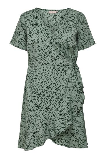 ONLY Curve Green Short Sleeve Summer Wrap Dress