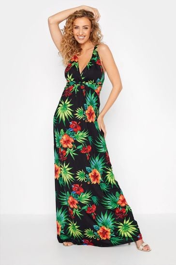 Long Tall Sally Black Tropical Print Maxi Dress