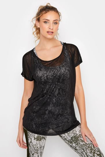 Long Tall Sally Black Snake Print Active 2 In 1 Top