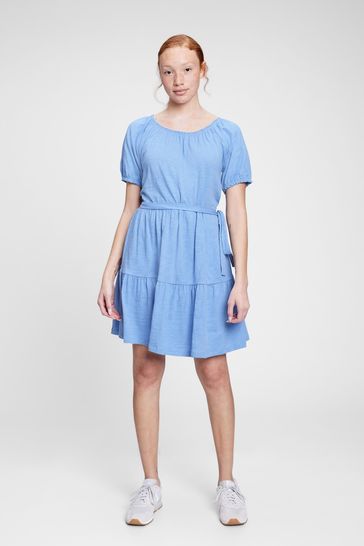 Gap Blue ForeverSoft Tiered Dress