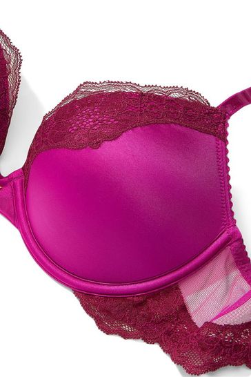 Buy Victoria s Secret Raspberry Cooler Pink Lace Trim Plunge Push