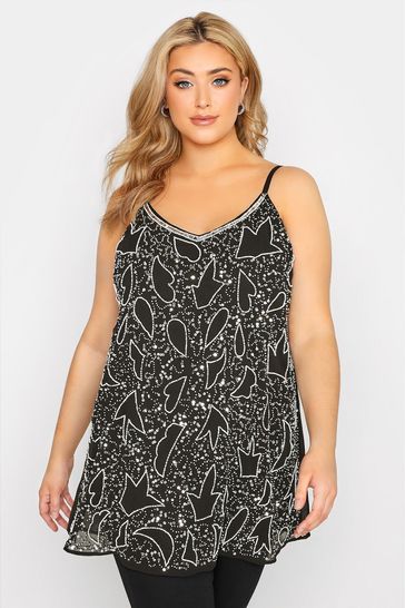 Buy Yours Curve Black Luxe Abstract Embellished Cami from Next Luxembourg