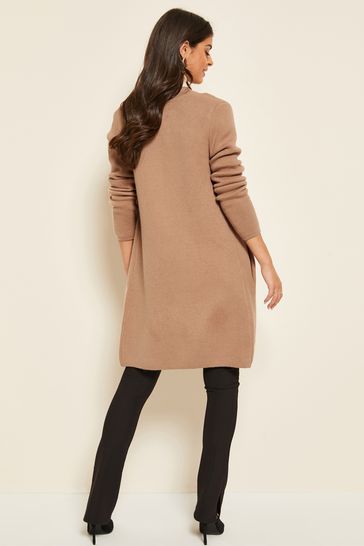 Camel longline cardigan shop