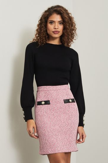 Lipsy Black Petite 2 in 1 Boucle Knitted Dress