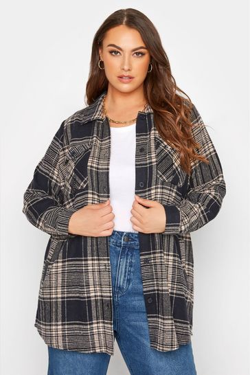 Yours Curve Black Checked Shacket