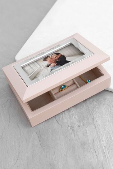 Personalised Nude Pink and  Silver Photo Jewellery Box by Treat Republic