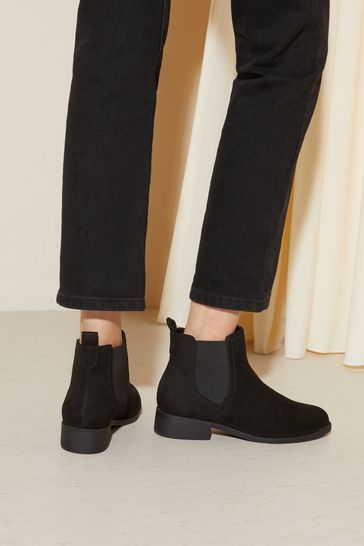 Buy Friends Like These Black Faux Suede Wide Fit Flat Ankle