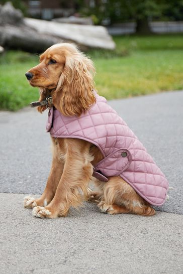 Lipsy Pink Quilted Check Dog Jacket