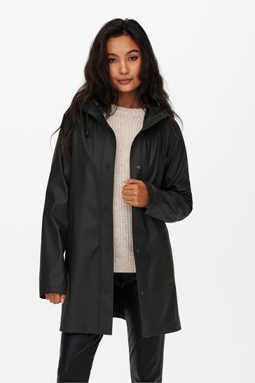 ONLY Black Rain Coat with Hood