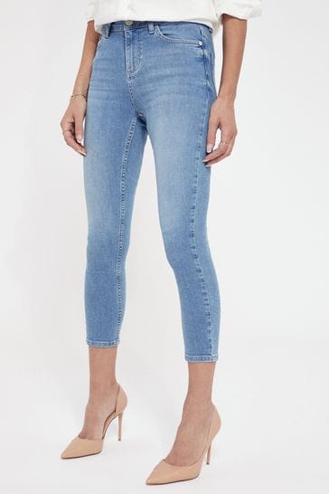 Lipsy Cropped Pale Blue Regular Mid Rise Skinny Kate Jeans