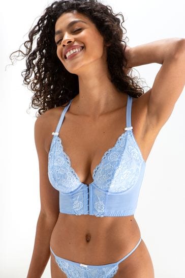 Pour Moi Blue Non Padded Opulence Front Fastening Underwired Bralette