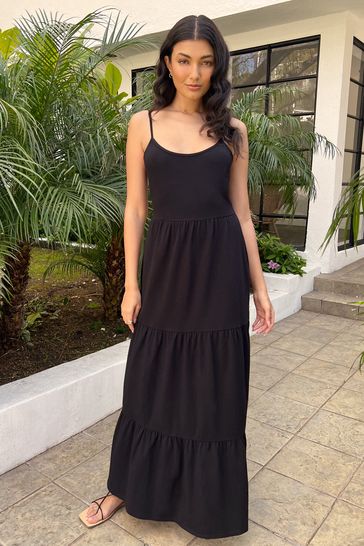 Friends Like These Black Jersey Strappy Maxi Dress