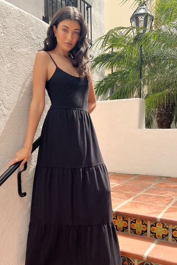 Black strappy maxi dress uk store