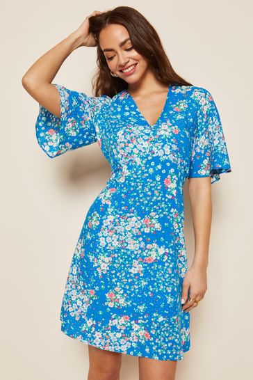 Buy Friends Like These Flutter Sleeve V Neck Mini Dress from the Next UK online shop