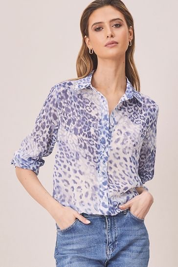 Lipsy Blue Leopard Regular Printed Shirt