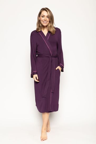 Cyberjammies Purple Clarissa Knit Long Wrap Dressing Gown