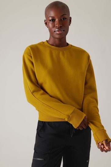 Mustard yellow outlet crew neck sweatshirt