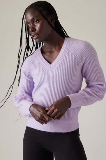 Purple v neck jumper mens sale