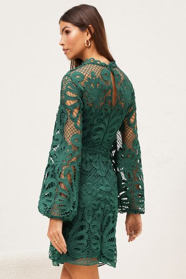 Buy Lipsy Green Premium Scallop Lace Overlay A Line Dress from Next Netherlands