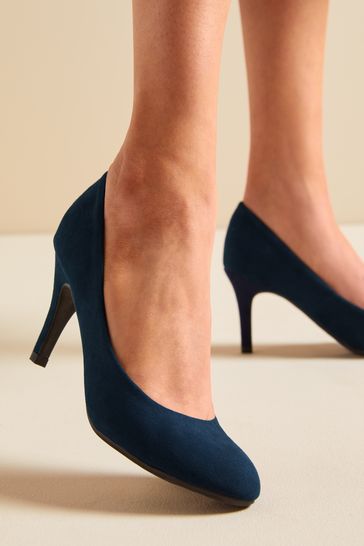 Buy Friends Like These Navy Suedette Wide FIt Low Heel Court Shoes