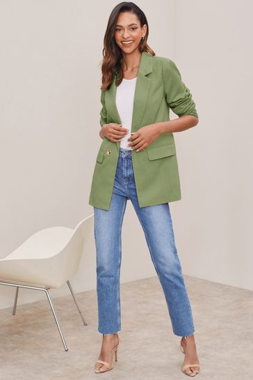 Lipsy Olive Relaxed Longline Blazer