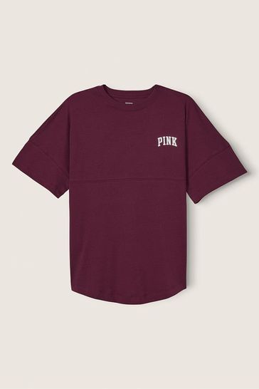 Buy Victoria s Secret PINK Rich Maroon Purple Varsity Short Sleeve