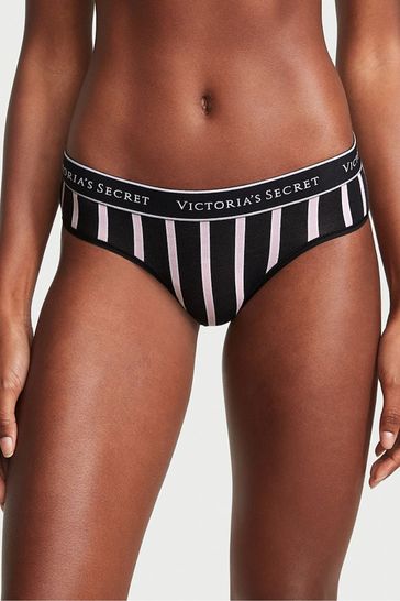 Victoria's Secret Black Small Classic Stripe Logo Hipster Knickers