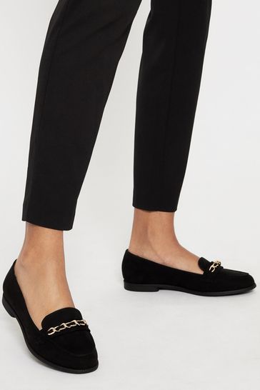 Lipsy Black Suedette Regular Fit Croc Slip On Chain Loafer