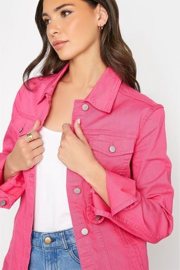 Bright pink cheap denim jacket