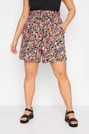 Yours Curve Pink Floral Shorts