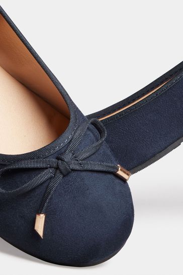 Long Tall Sally Blue Wide Fit Ballerina Faux Suedette Pumps