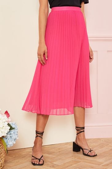 Buy Love Roses Pink Pleated Midi Skirt from Next Luxembourg