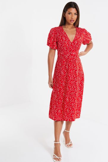 Red ditsy sales midi dress