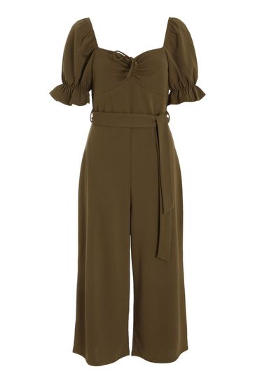 Buy Quiz Khaki Green Ruched Detail Culotte Jumpsuit from Next