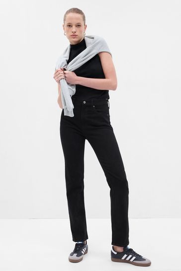 Black straight cheap leg jean