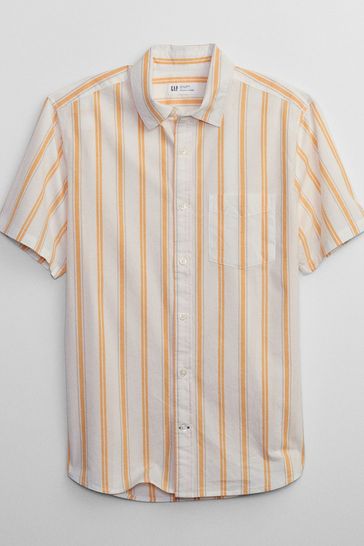 Gap Yellow Stripe Stretch Poplin Shirt in Slim Fit