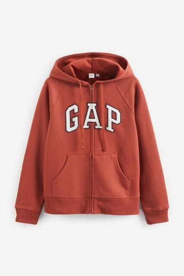 Gap Orange Logo Zip Up Hoodie