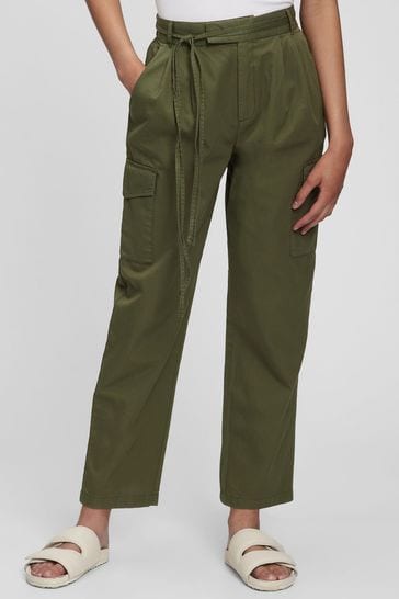 Gap Green High Rise Pleated Cargo Trousers
